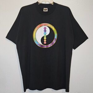 Vintage Yin Yang Chakra Rainbow Graphic T Shirt